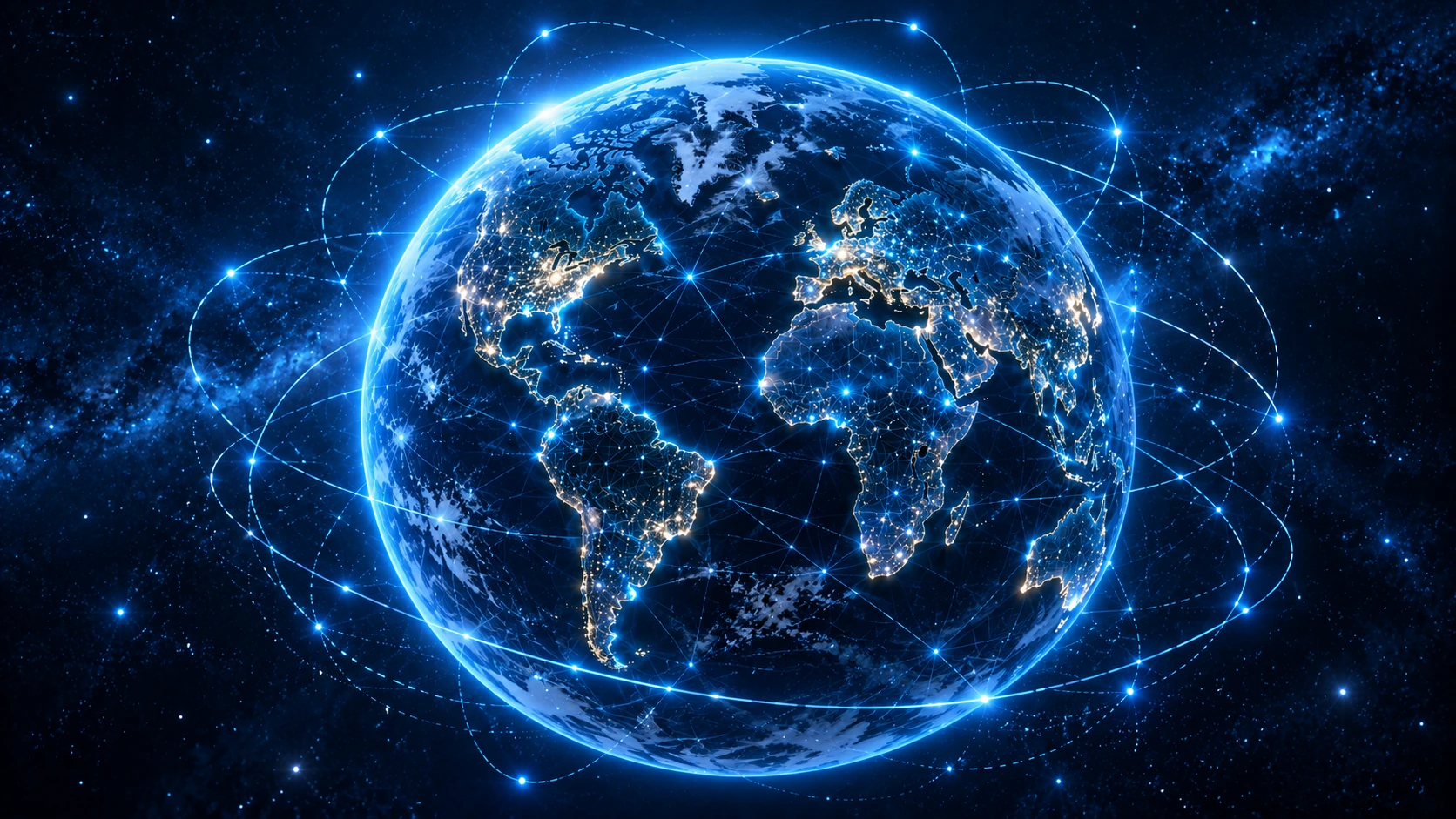 Futuristic connected Earth globe